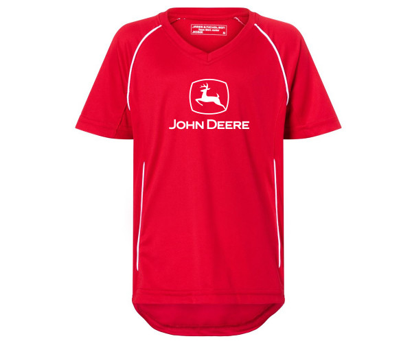 Detský športový dres John Deere v červeno-bielej farbe